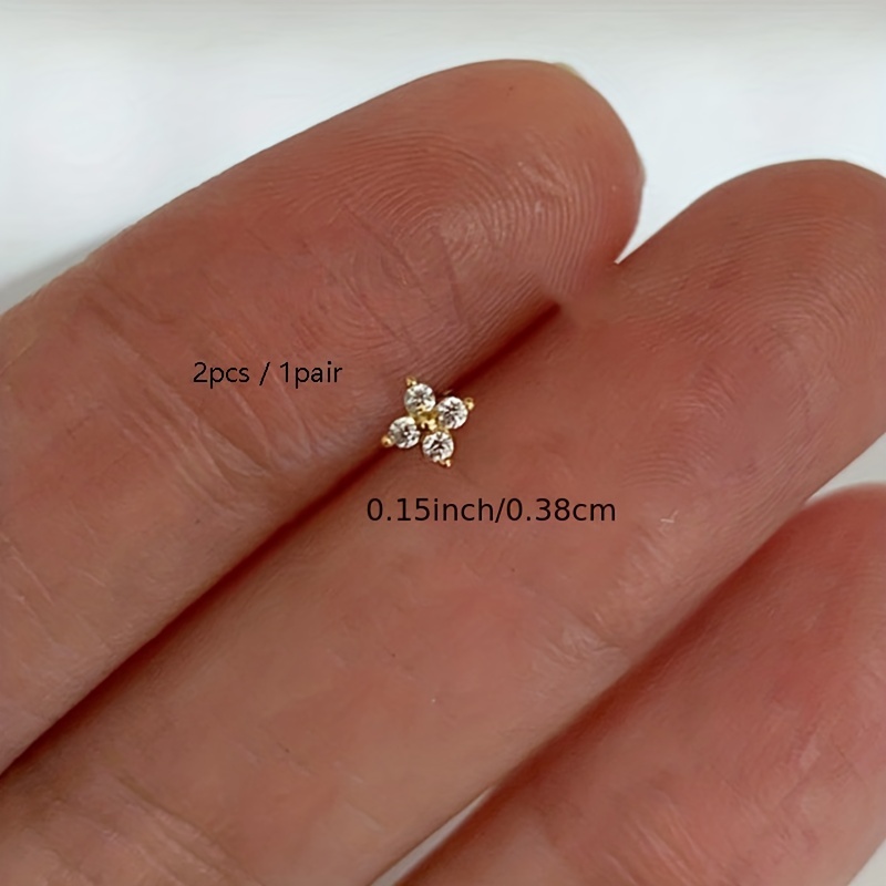 Delicate Flower Stud Earrings with Zirconia Inlay for Women